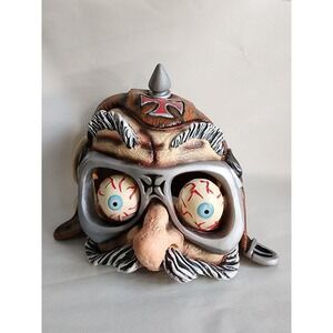 Vintage 2001 Disguise Fright Asylum Latex Mask Bloodshot Eyes Biker Lowrider
